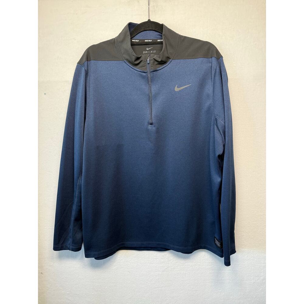 NIke Golf Dri-Fit Performance 1/4 Zip Pullover, Blue/Black, Size XL